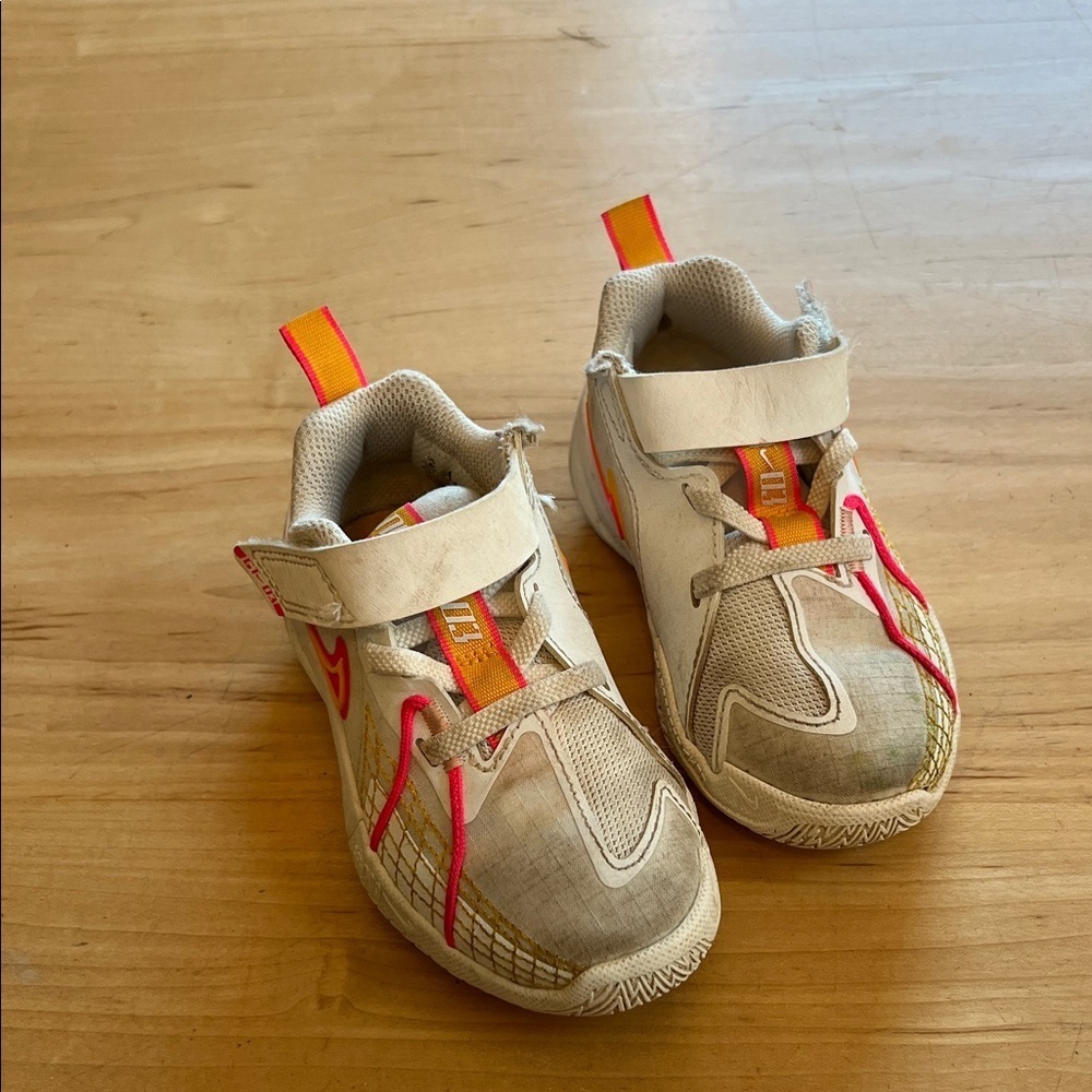 Nike Kids White and Orange Athletic Shoes